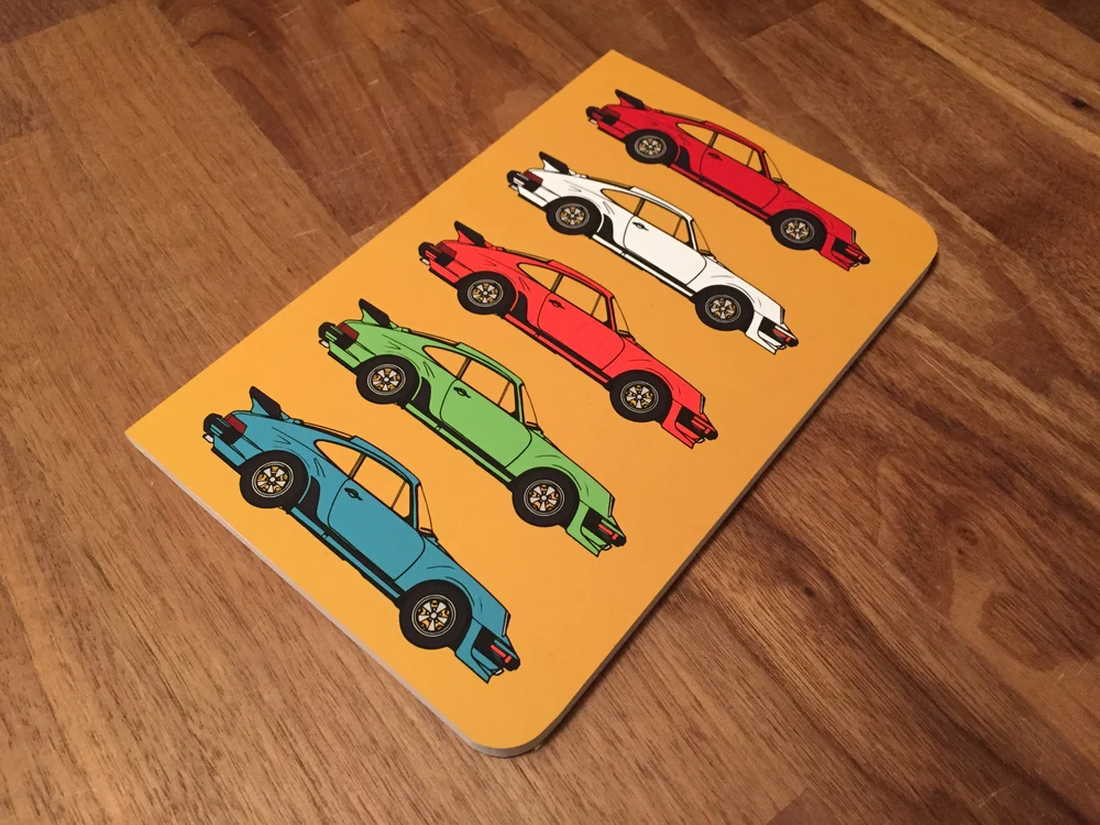 Yellow porsche notebook